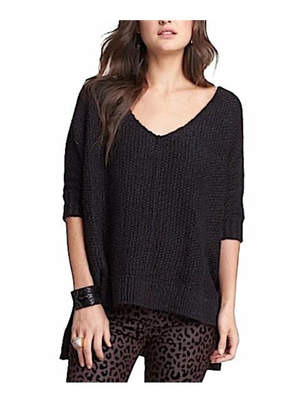 Free People | 3/4 Sleeve Sweater Black Large